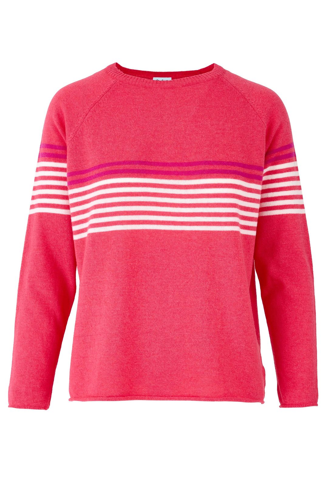 Cashmere Mix Sweater In Coral Stripe