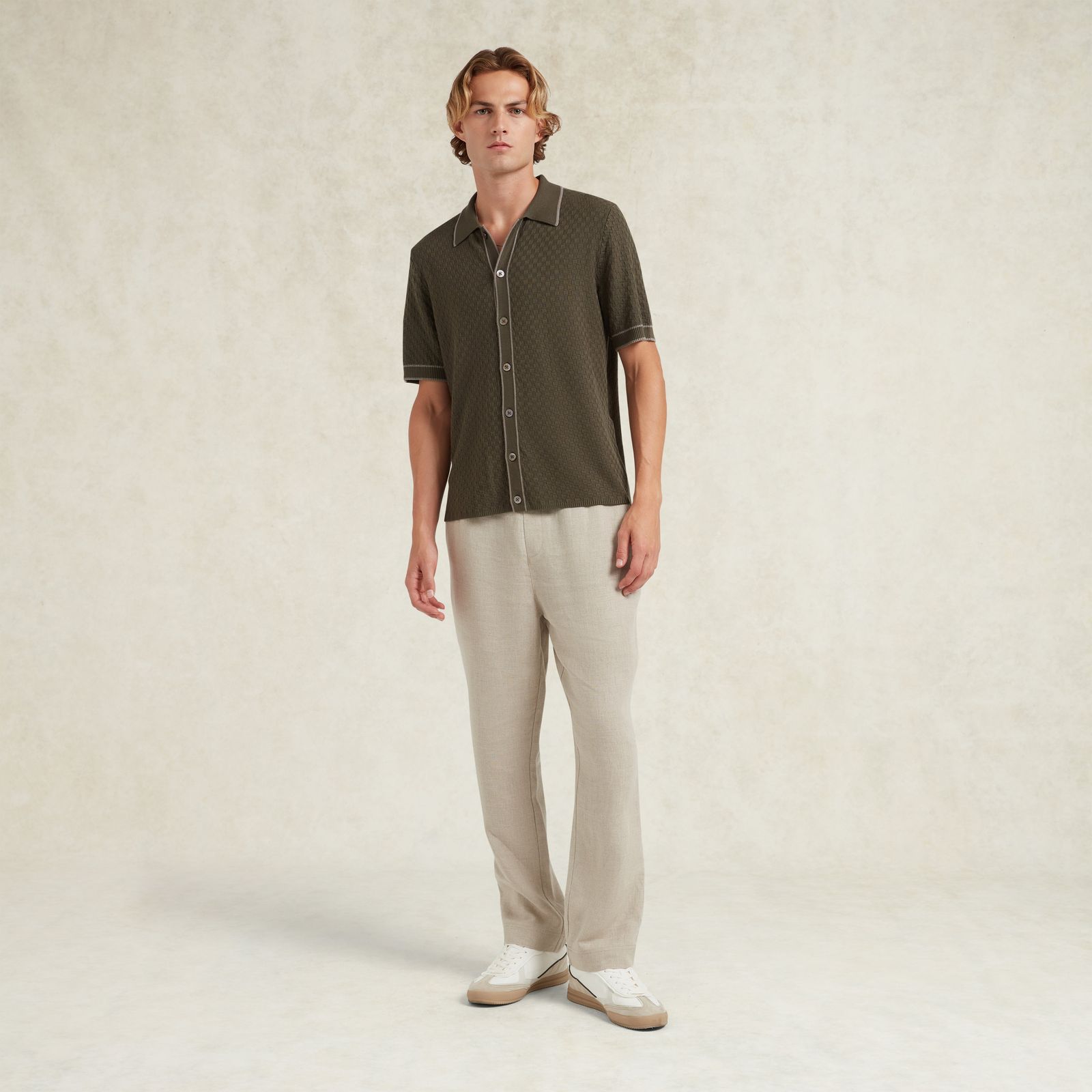 Checkerboard Knit Shirt - Pine Green