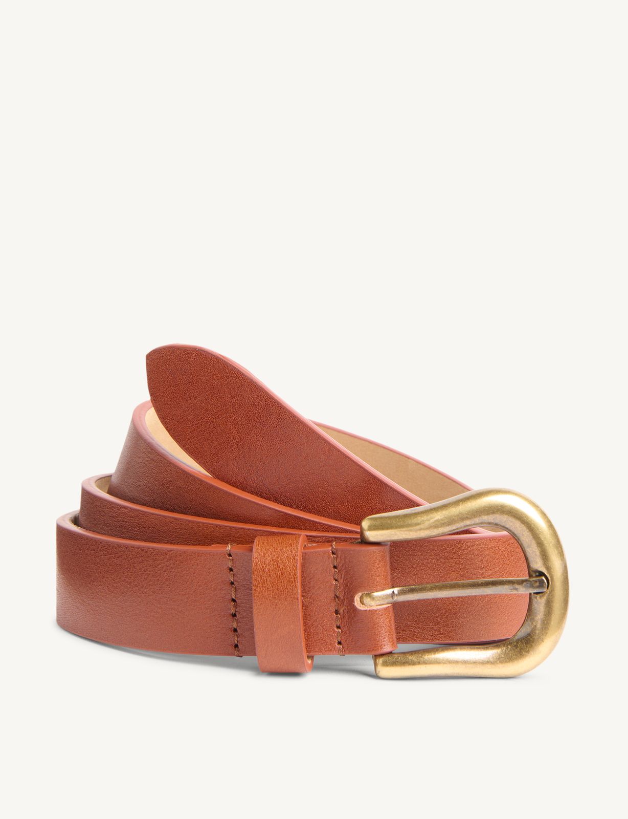Stirrup Belt: Patent Leather, Tan With Antique Gold