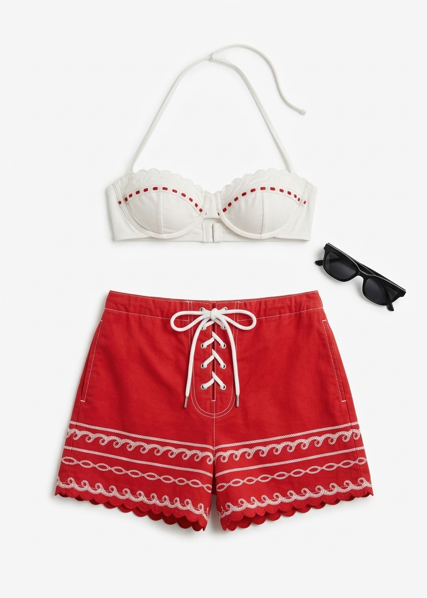 Posse Cody Shorts - Red Ivory Fish