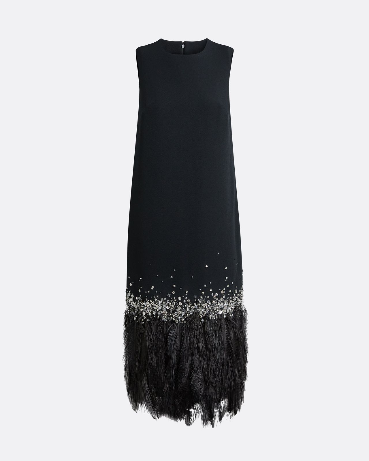 Ripa Midi Dress In Black With Feathers
