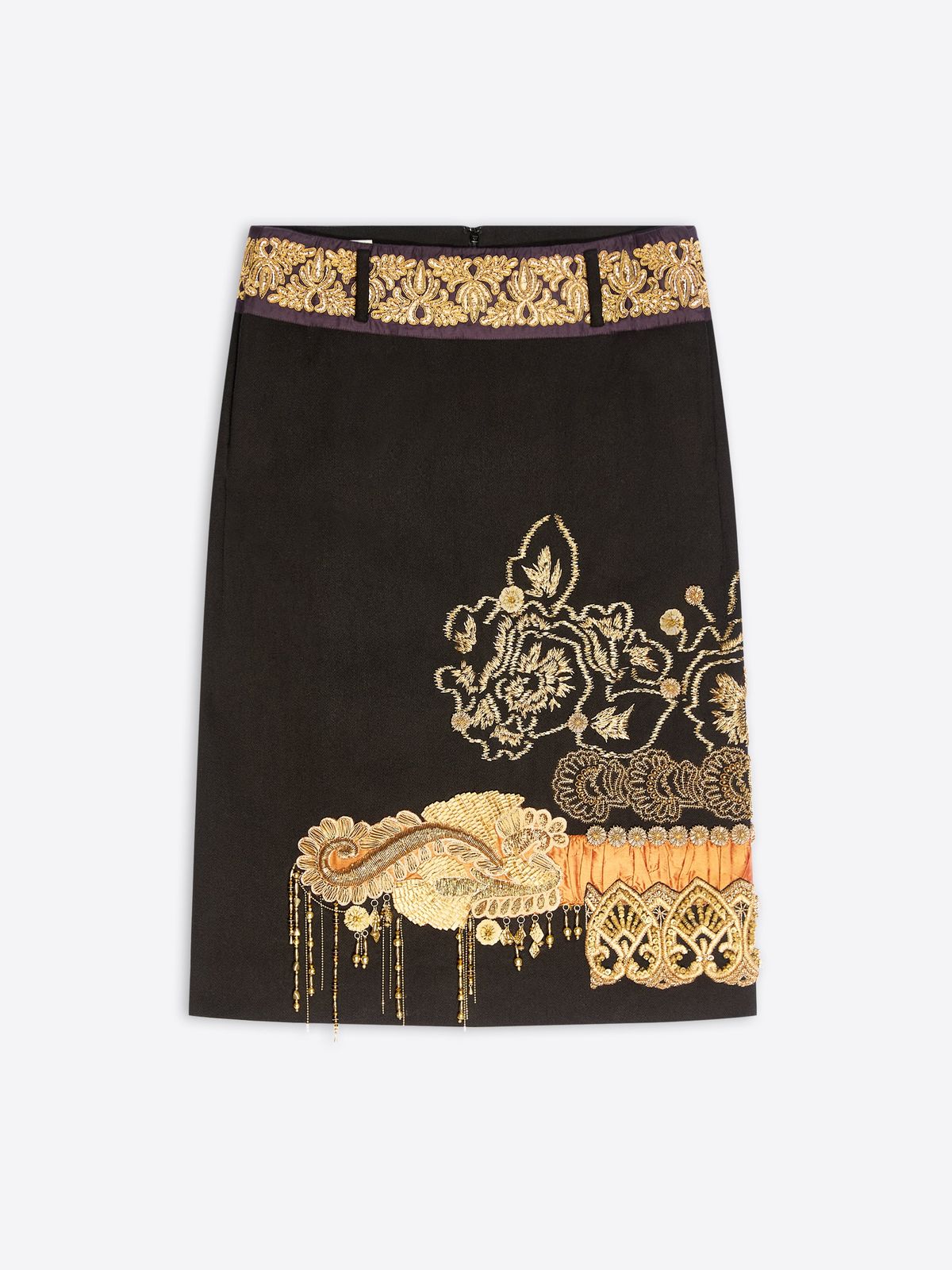 Embroidered pencil skirt
