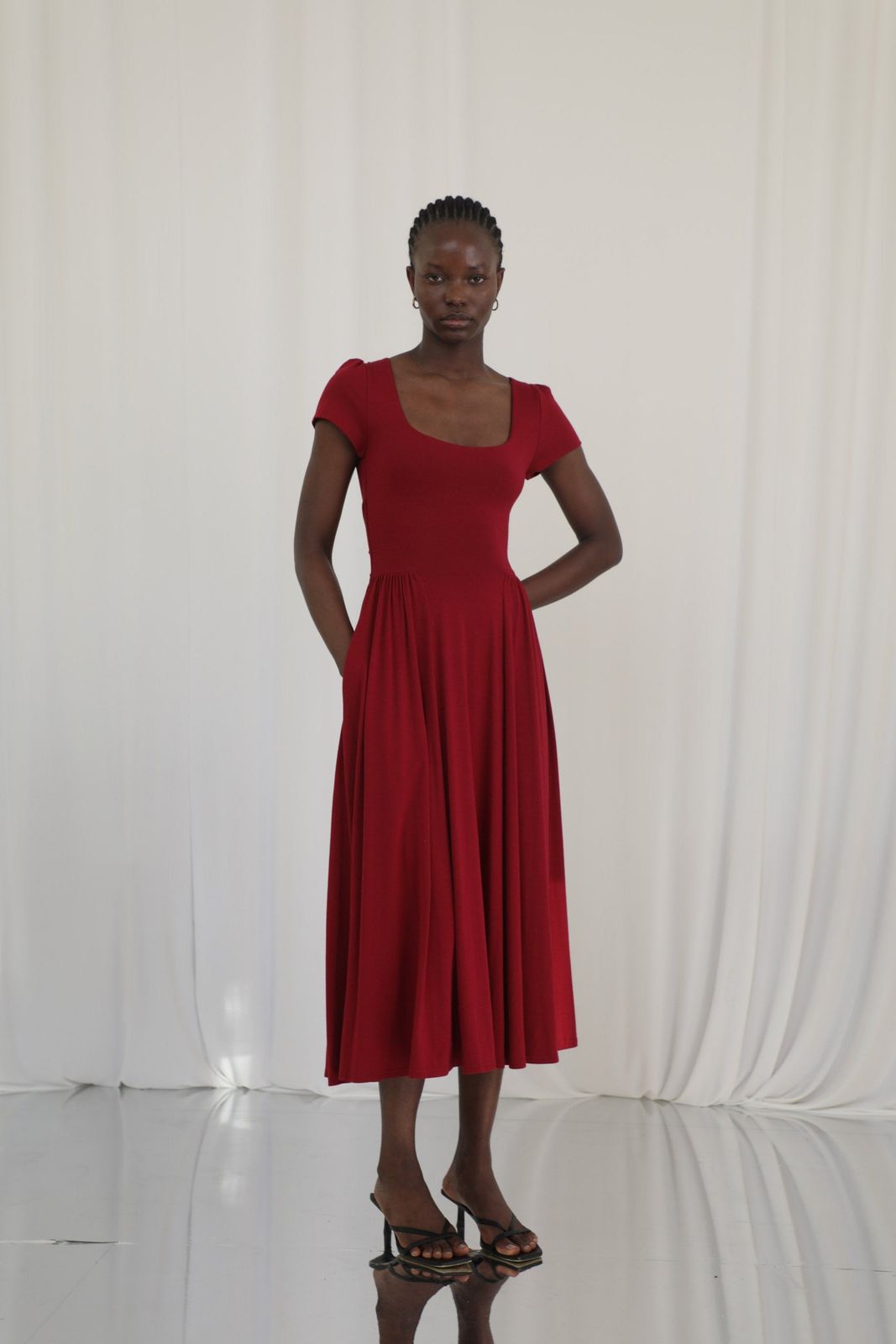 Emmie Reversible Neck Midi Dress