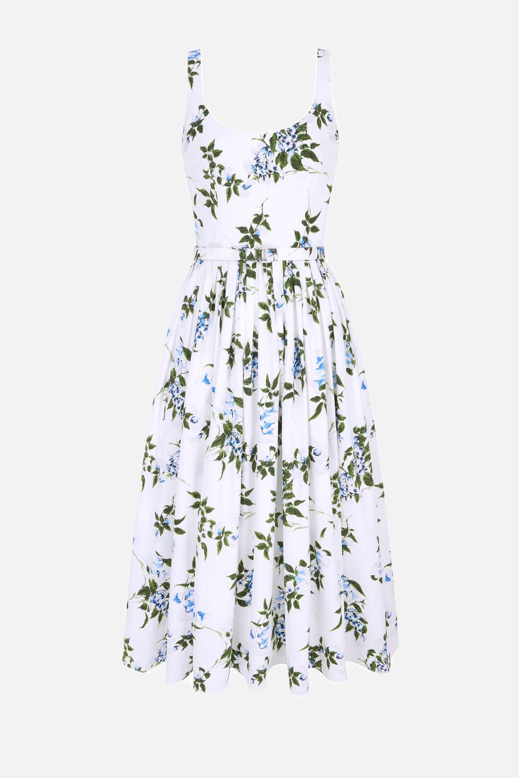 Eglantine Dress In Lilac Lillies & Cherry Print on White Organic Cotton