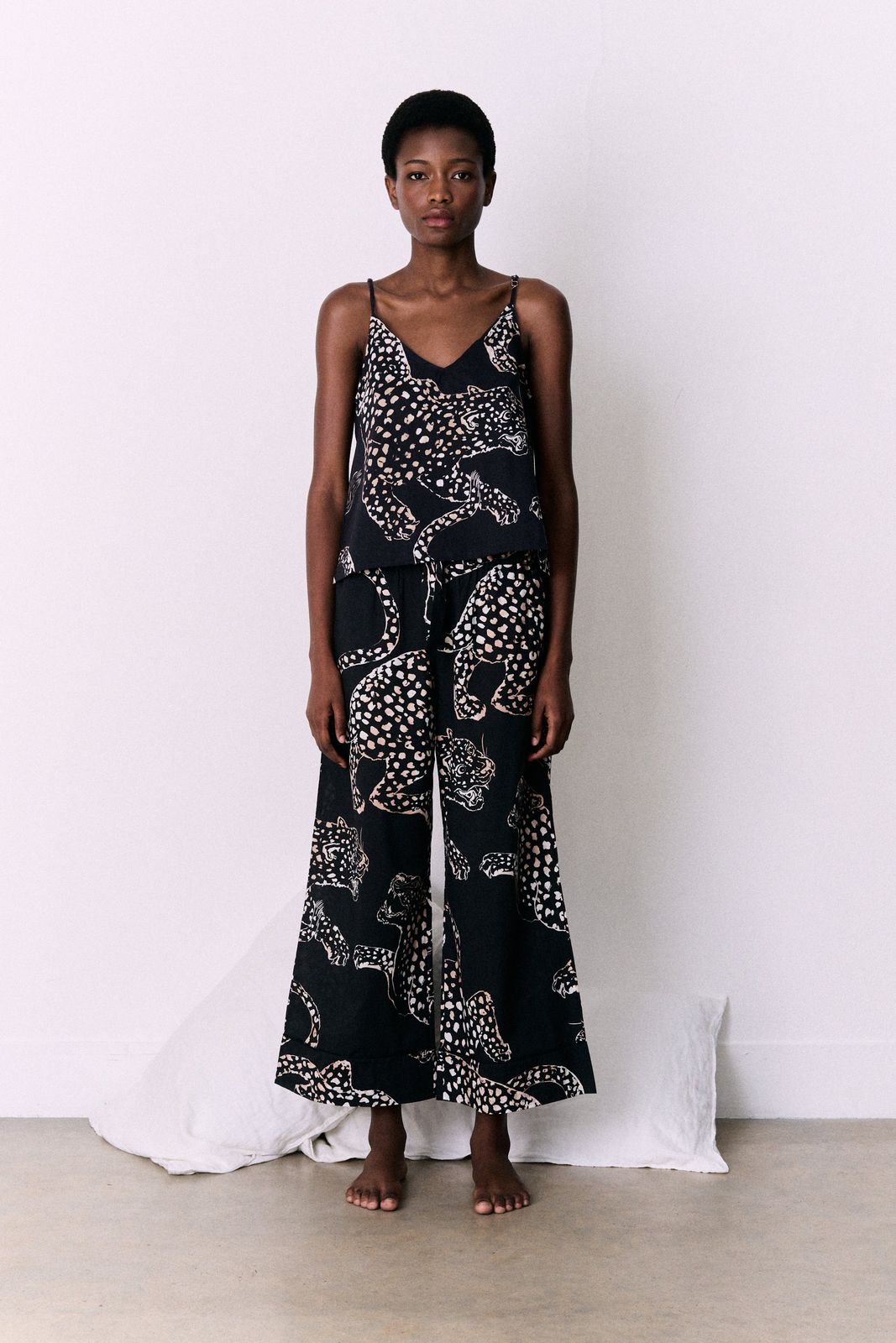 Cami Top and Wide Leg Trouser Set The Jag Print Navy
