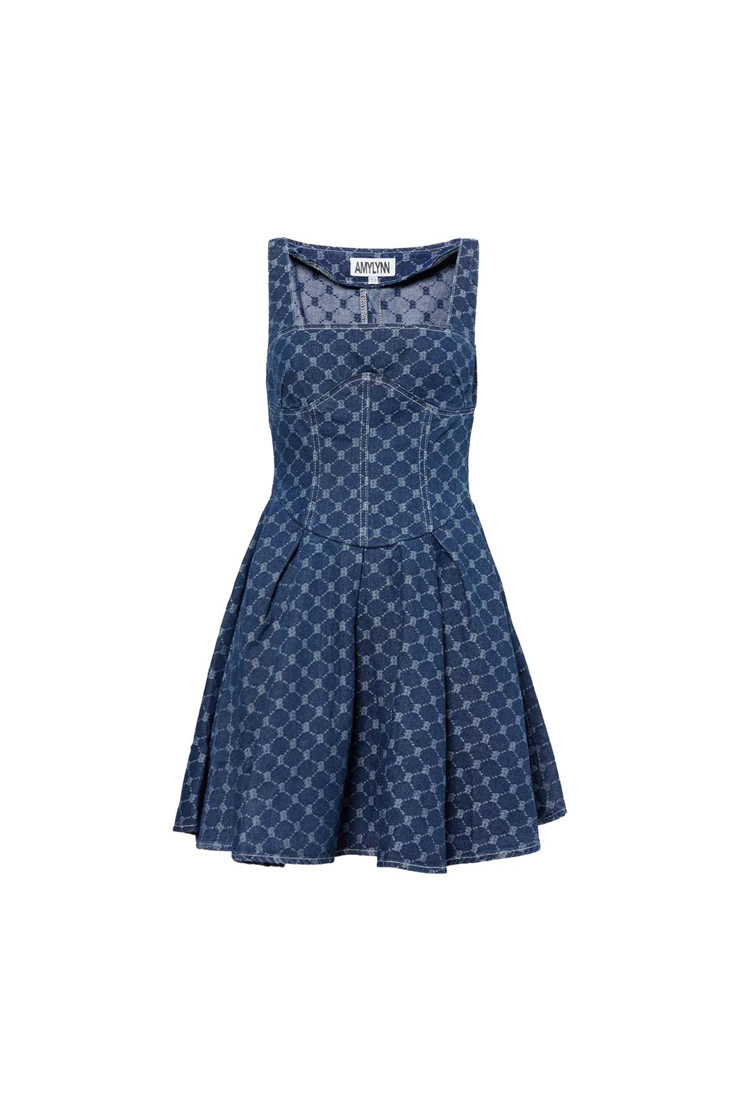 Remi Pure Cotton Denim Geo-print Mini Dress