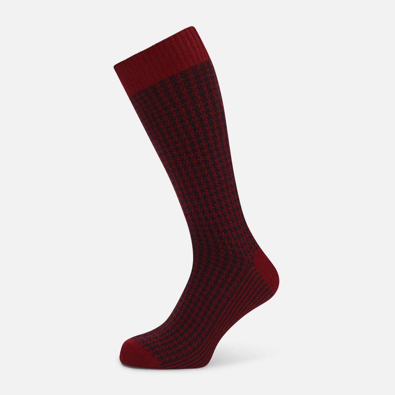 Red and Navy Motif Wool Mid-length Socks