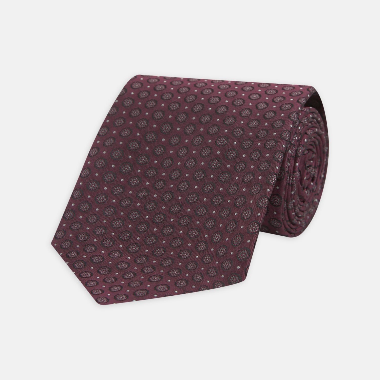 Wine Floral Spot Silk Tie