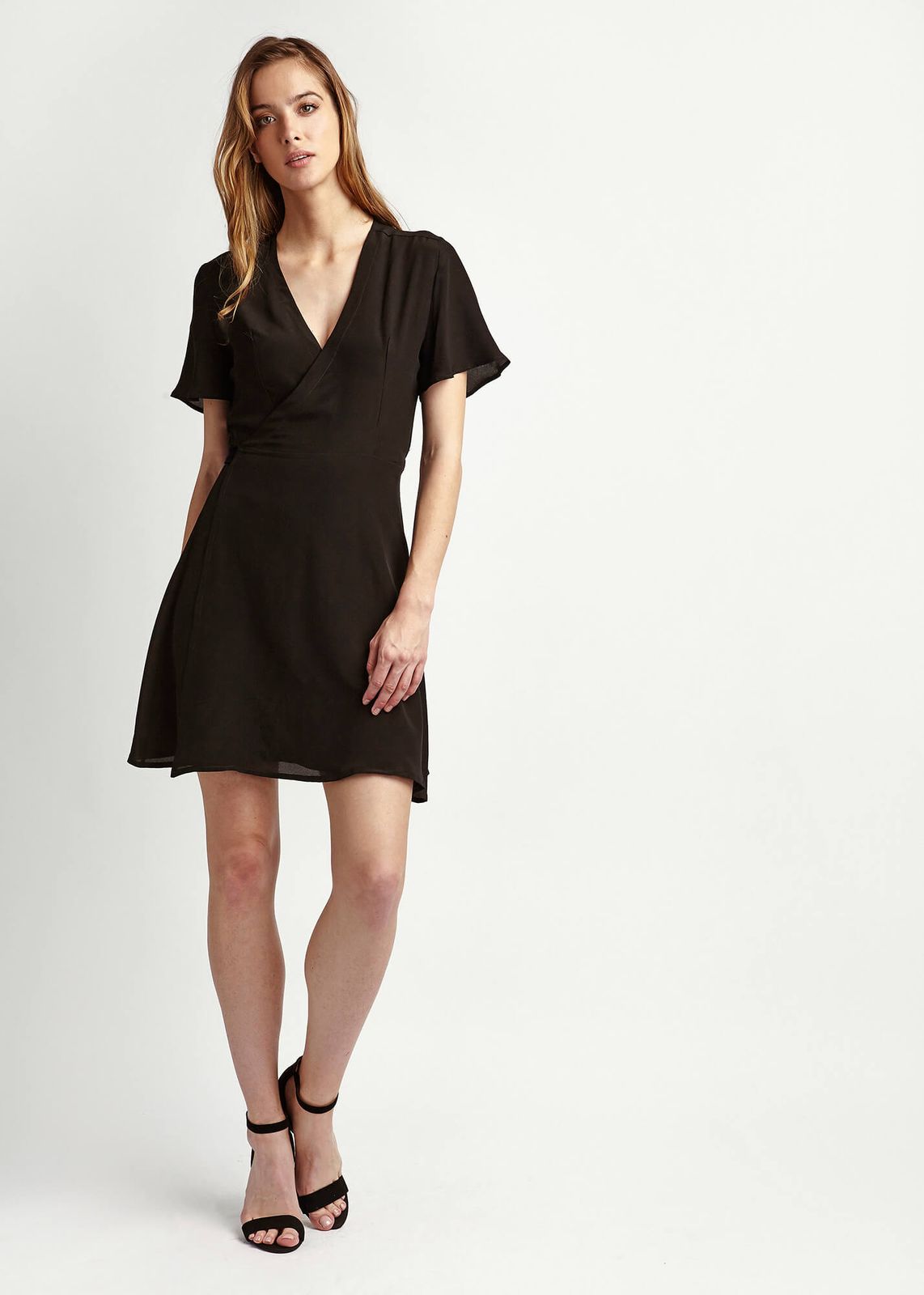 Lolita Ebony Silk Mini Wrap Dress