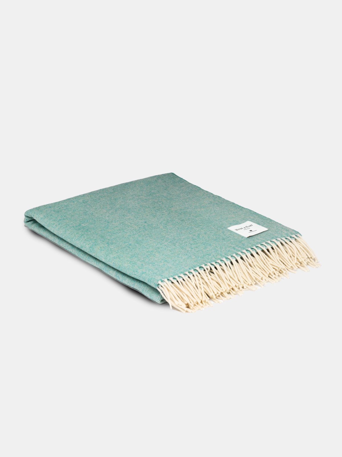 The Kilbarn Lambswool Throw - Spearmint Herringbone