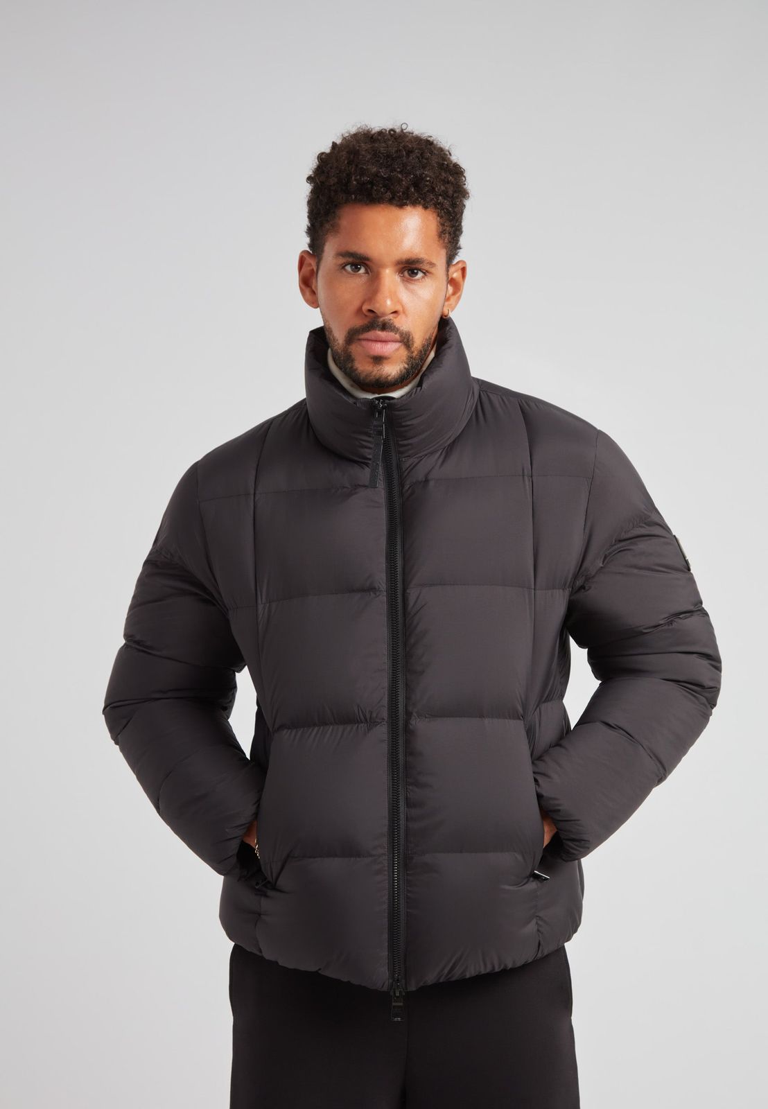 Cloud Lightweight Puffer Racer Jacket Black