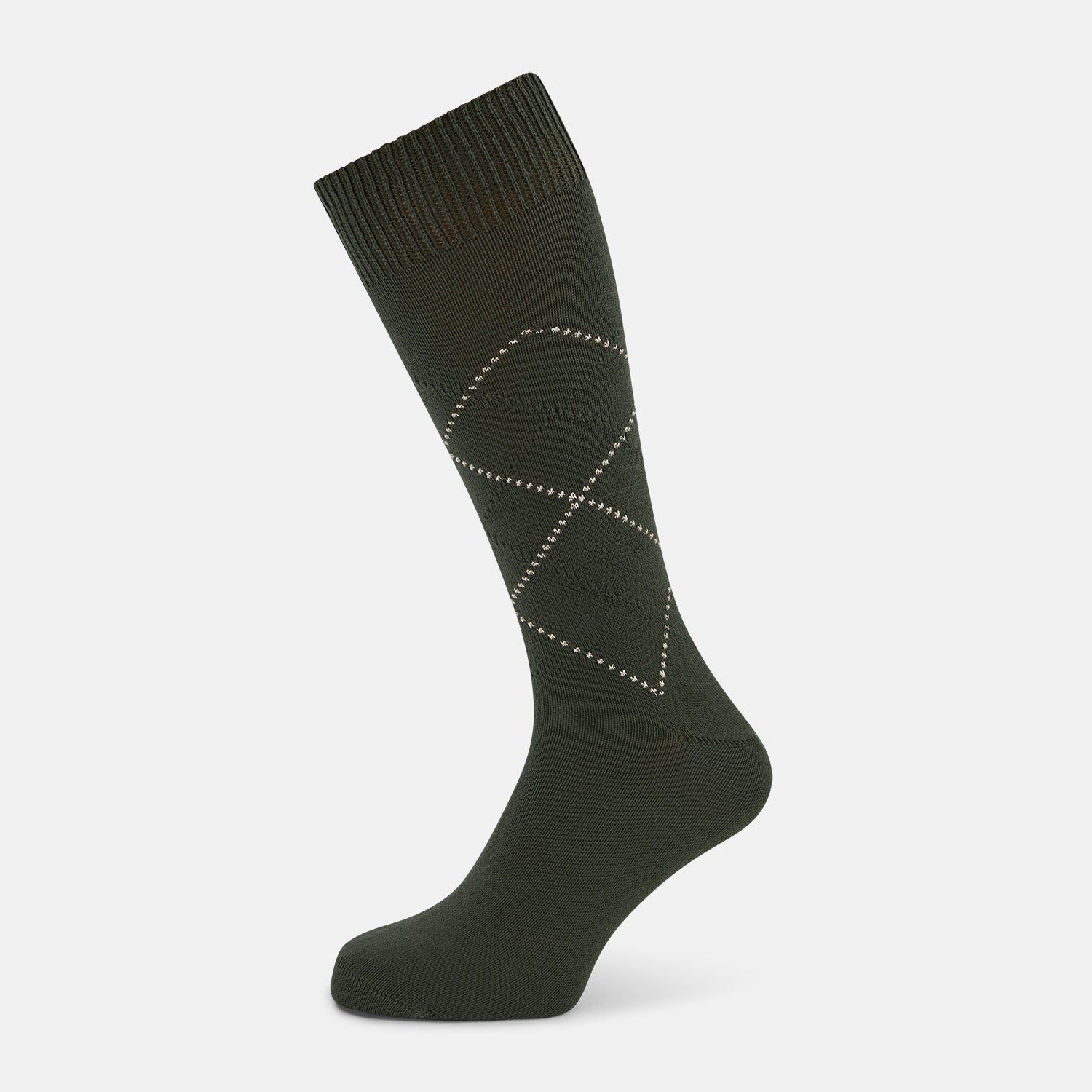 Geometric Green Diamond Socks in Cotton