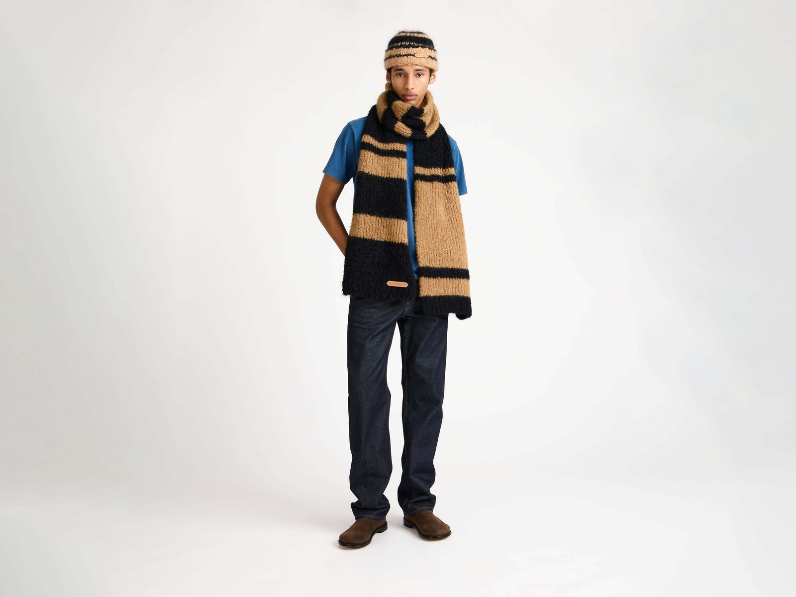 CL_STRIPE SCARF - ROYAL BLUE_KW1459YN0493