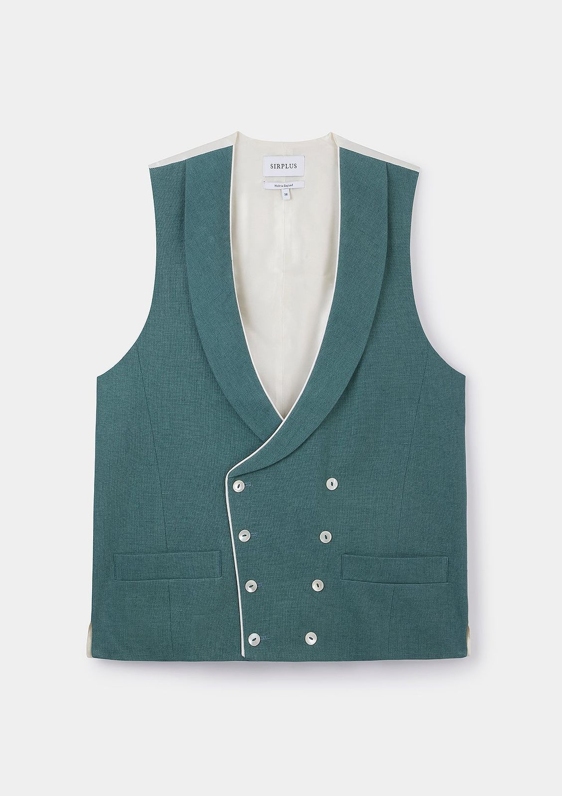 Teal Shawl Lapel Double-Breasted Waistcoat