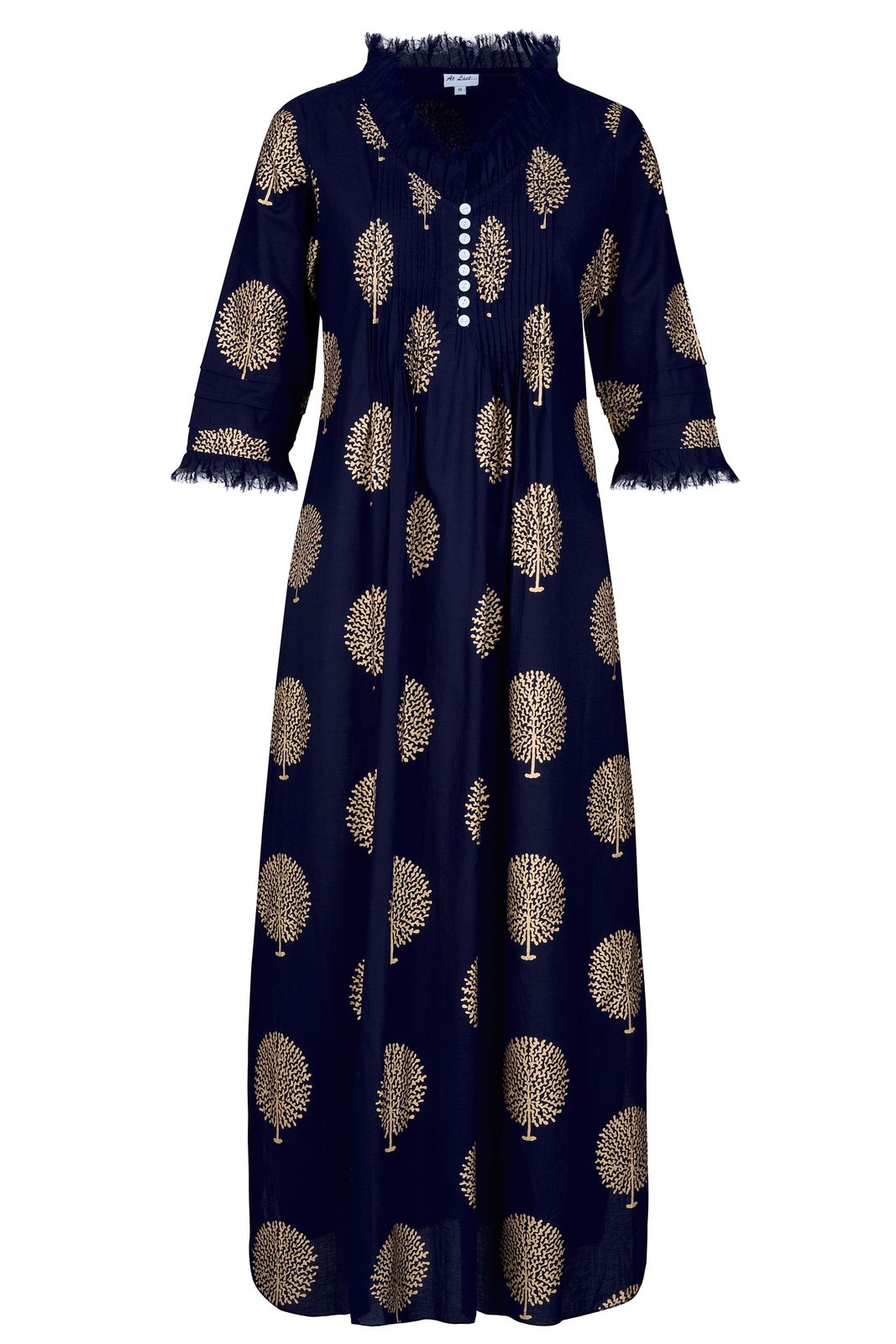 Cotton Annabel Maxi Dress In French Navy