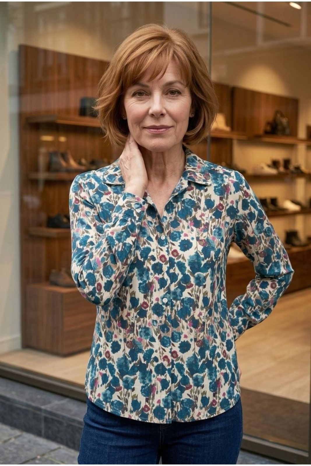 Willow Shirt In Teal Floral