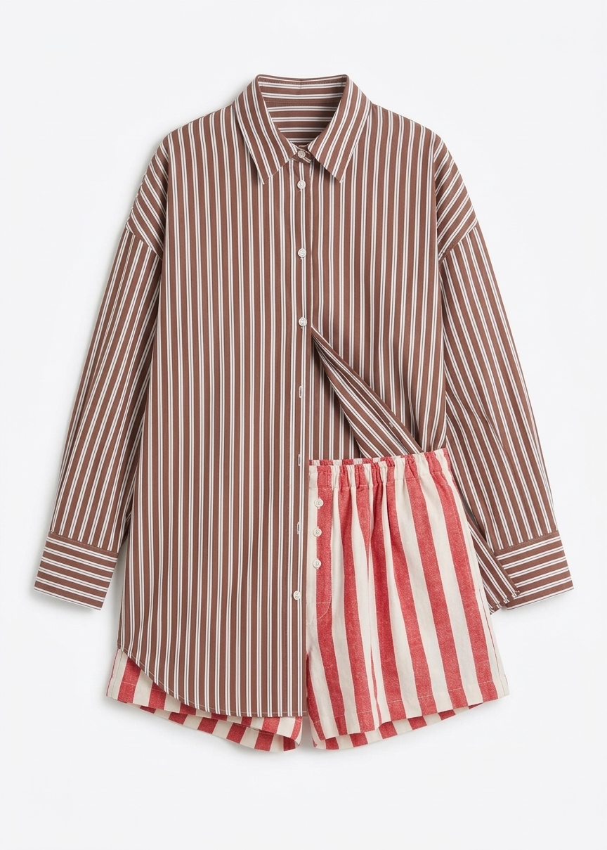 Mireval Cotton Boxer Shorts - Red/white Stripe