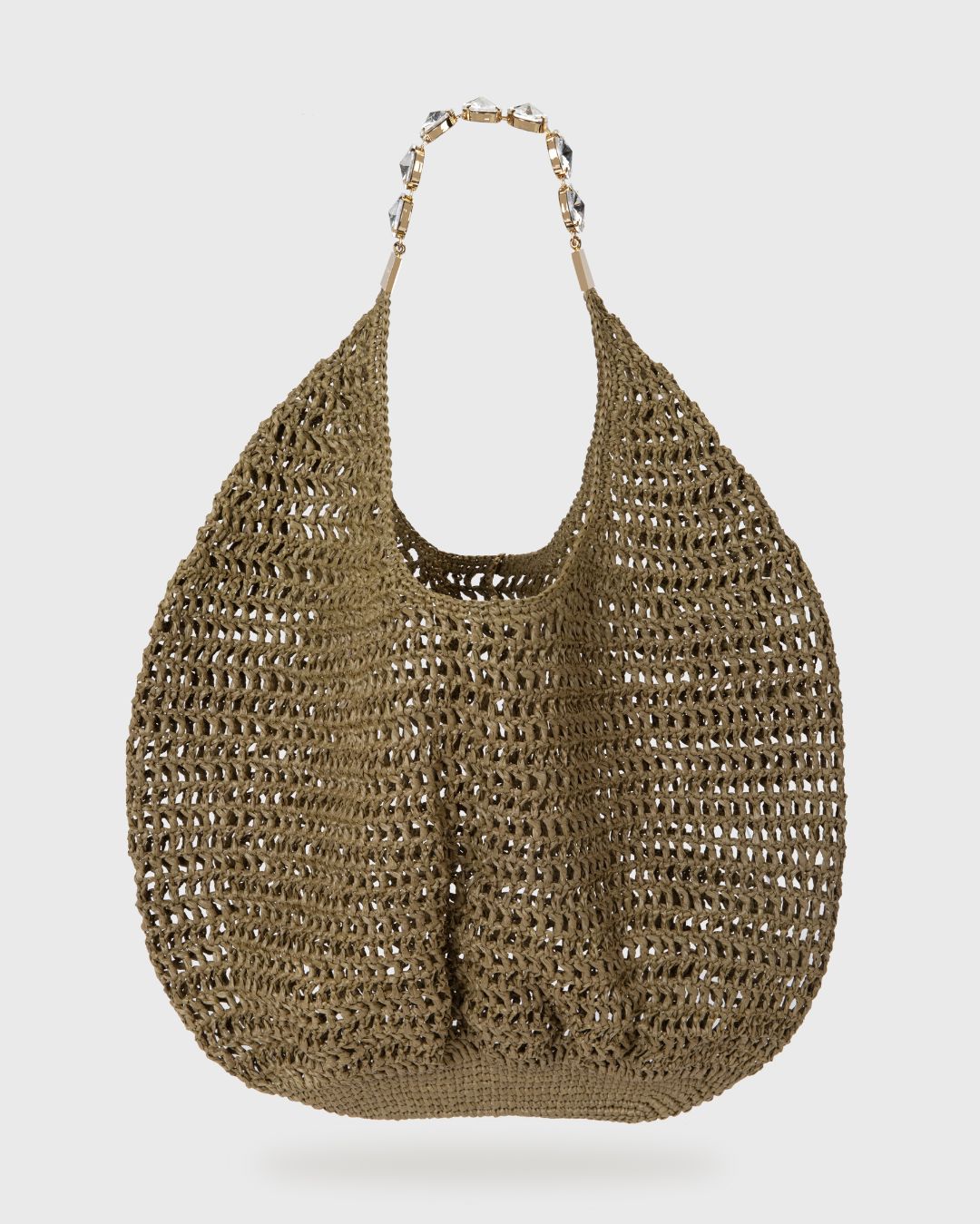 Large Khaki Crochet Tote Bag