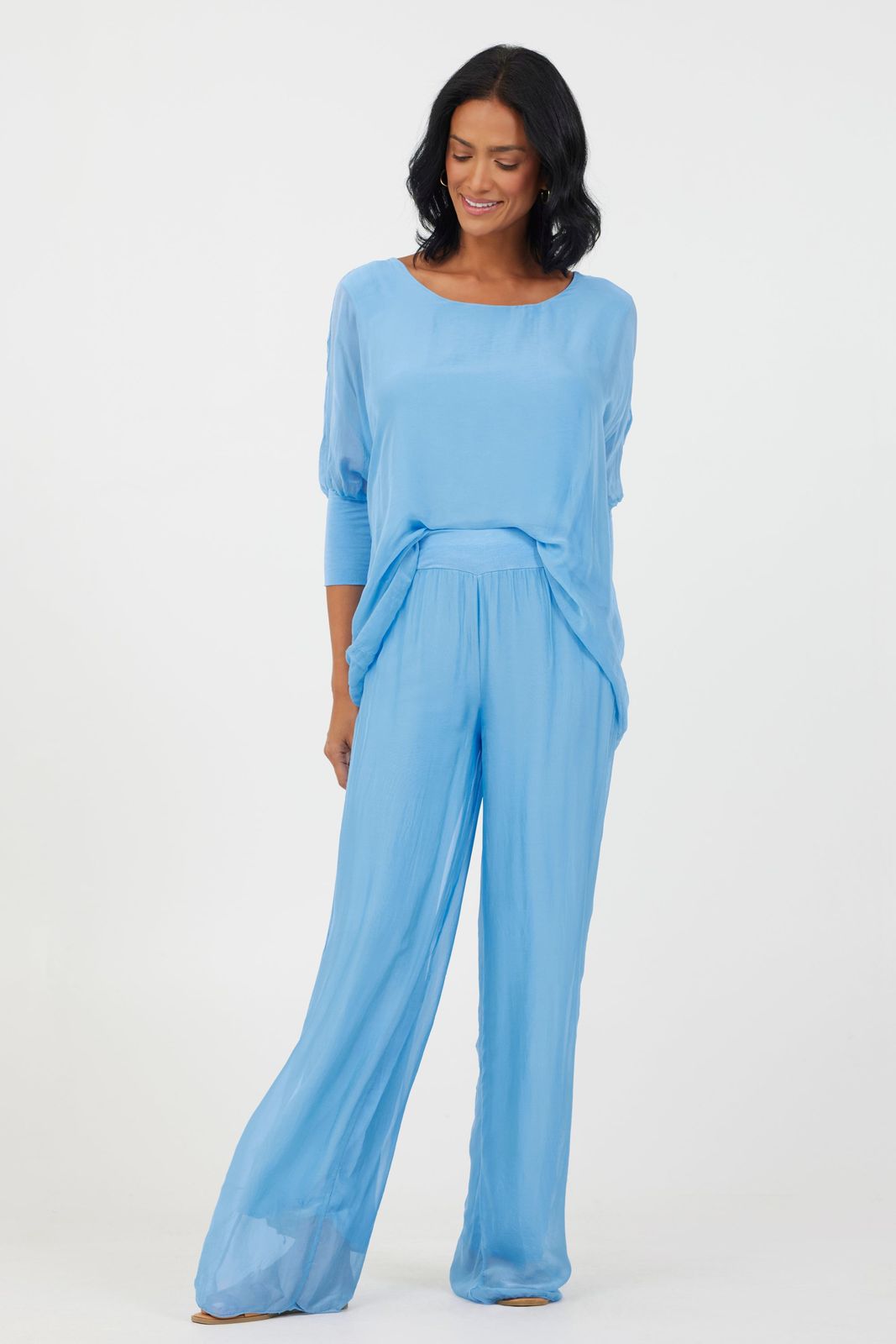 Polly Silk Double Layer Palazzo Pants