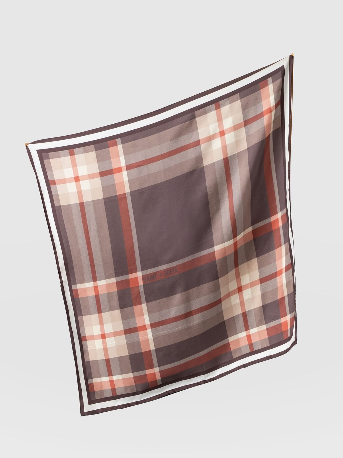 Ryder Silk Scarf - Brown Check