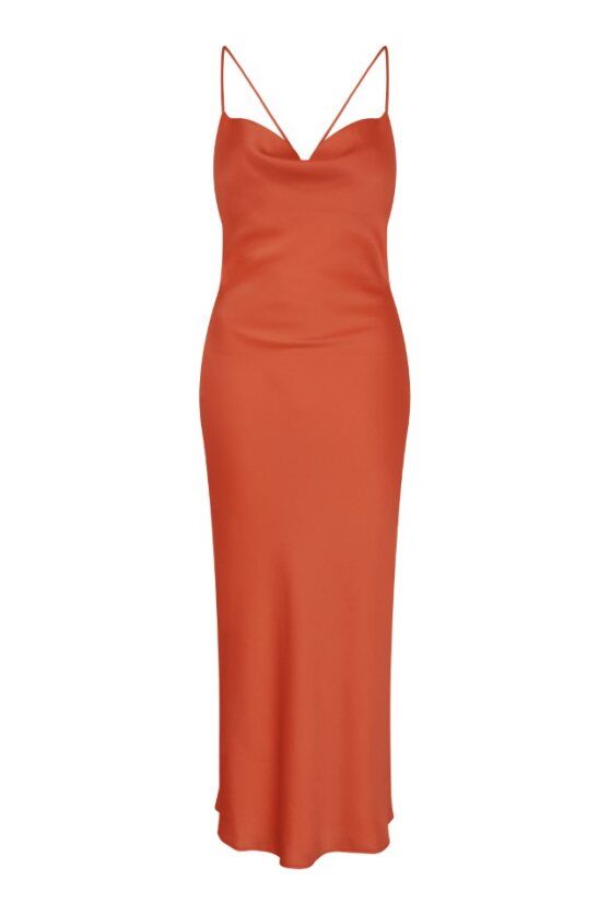 Riviera Midi Dress In Brick Orange