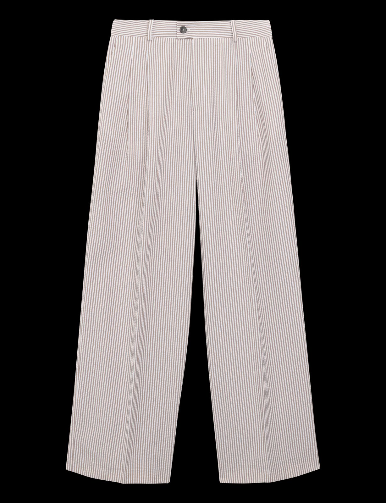 Rampling Trouser: Seersucker, Mocha Stripe