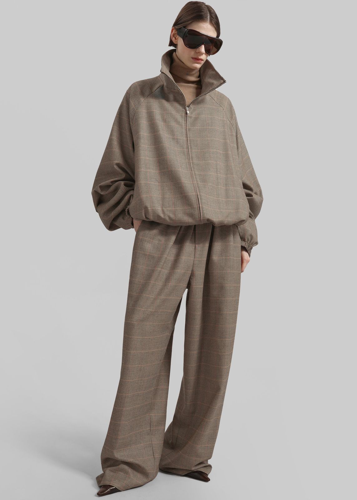 Baxter Houndstooth Track Pants - Beige