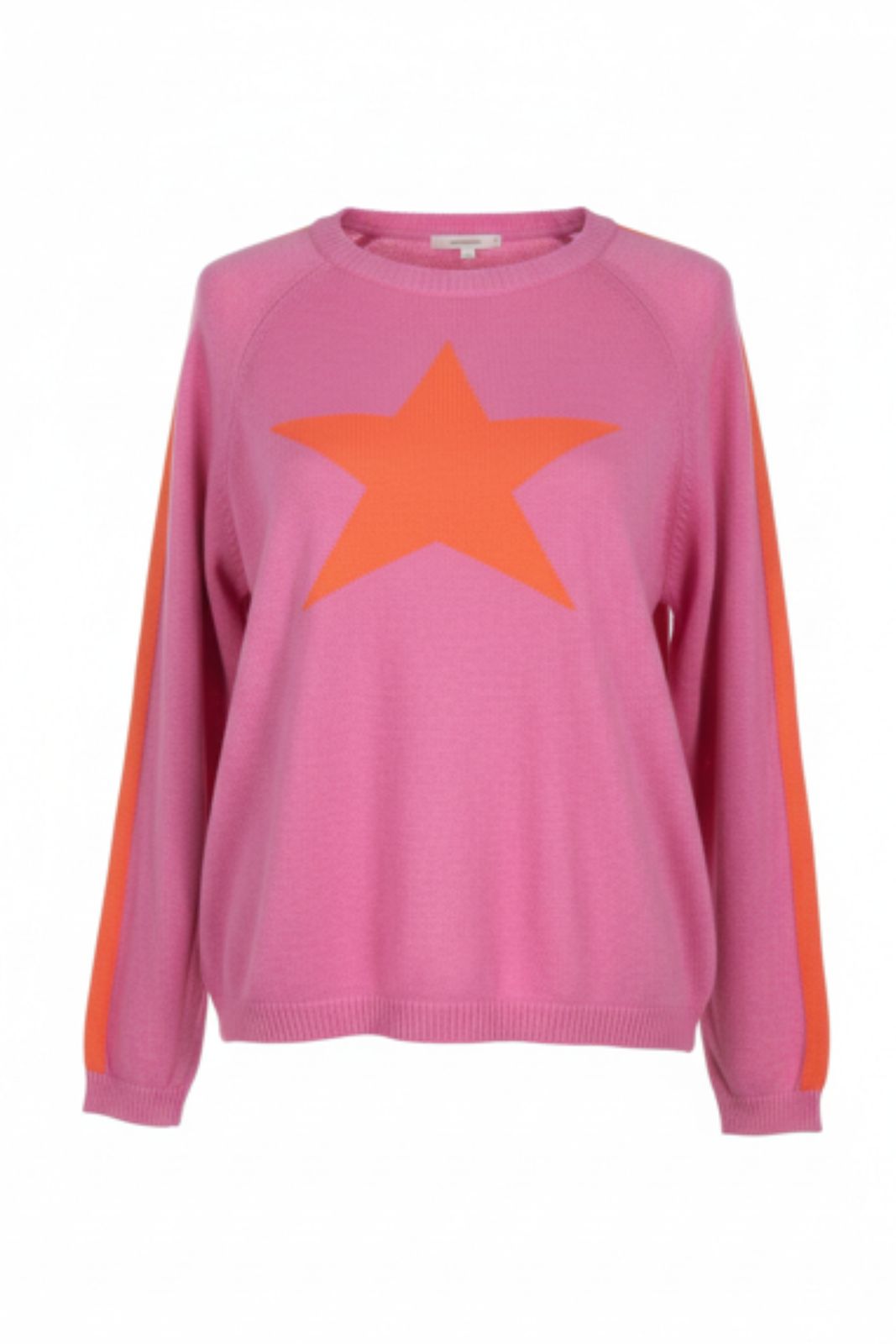 Cashmere Mix Sweater In Bubblegum Pink With Orange Star & Armstripe