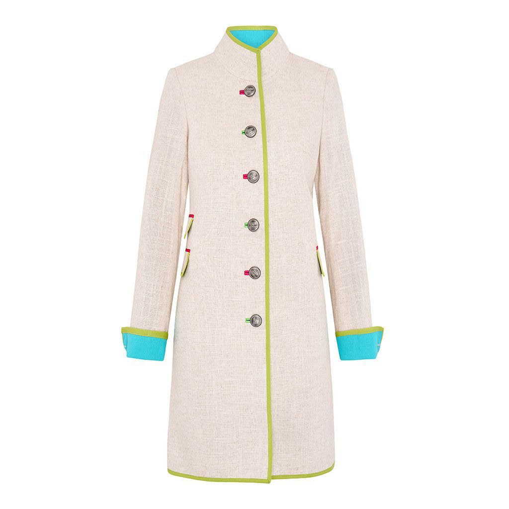 Beige/Aqua Linen Cavalier Jacket