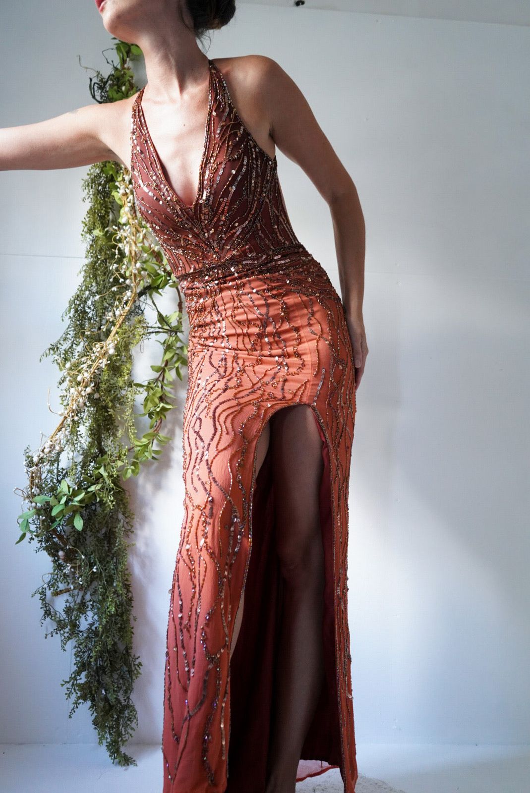 Y2k Beaded Ombre Backless Gown