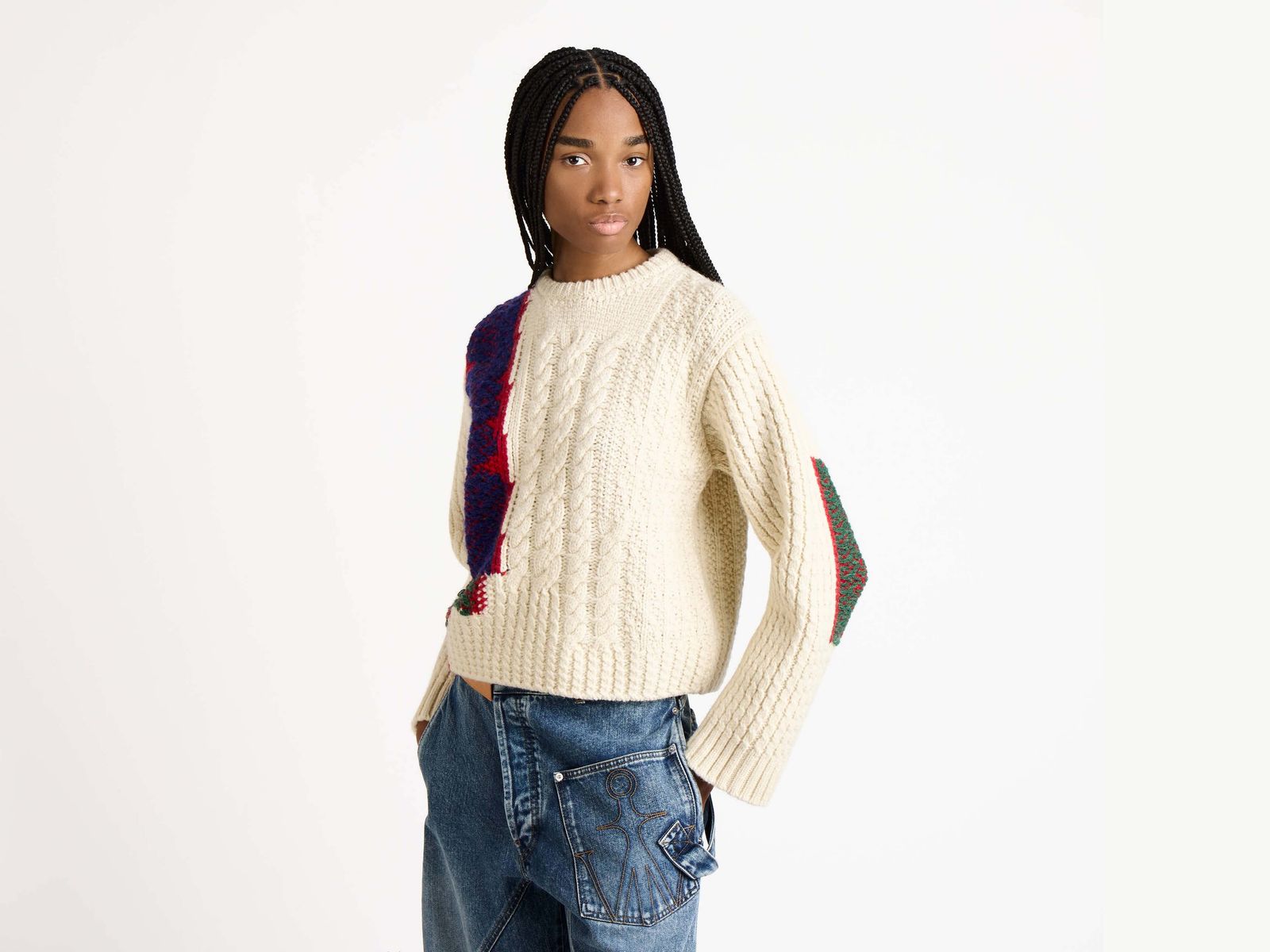 WOMENS CABLE-KNIT JUMPER IN IVORY