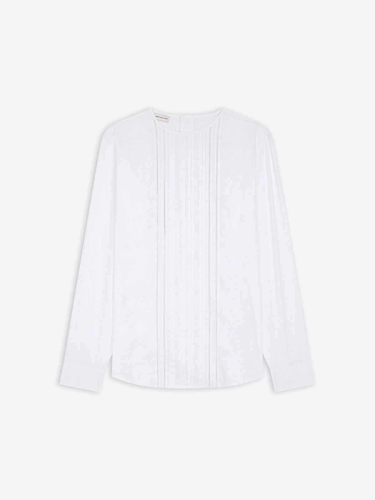 Collarless cotton shirt