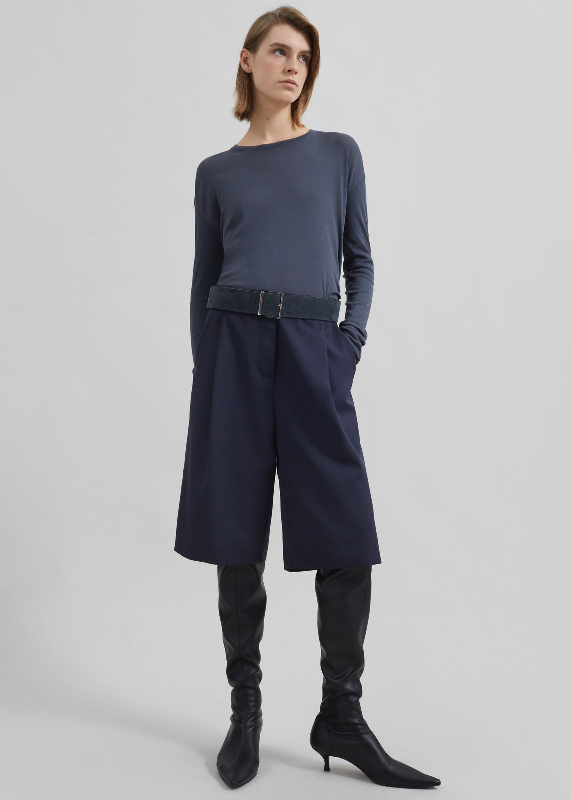 Bilbao Pleated Bermuda Shorts - Navy