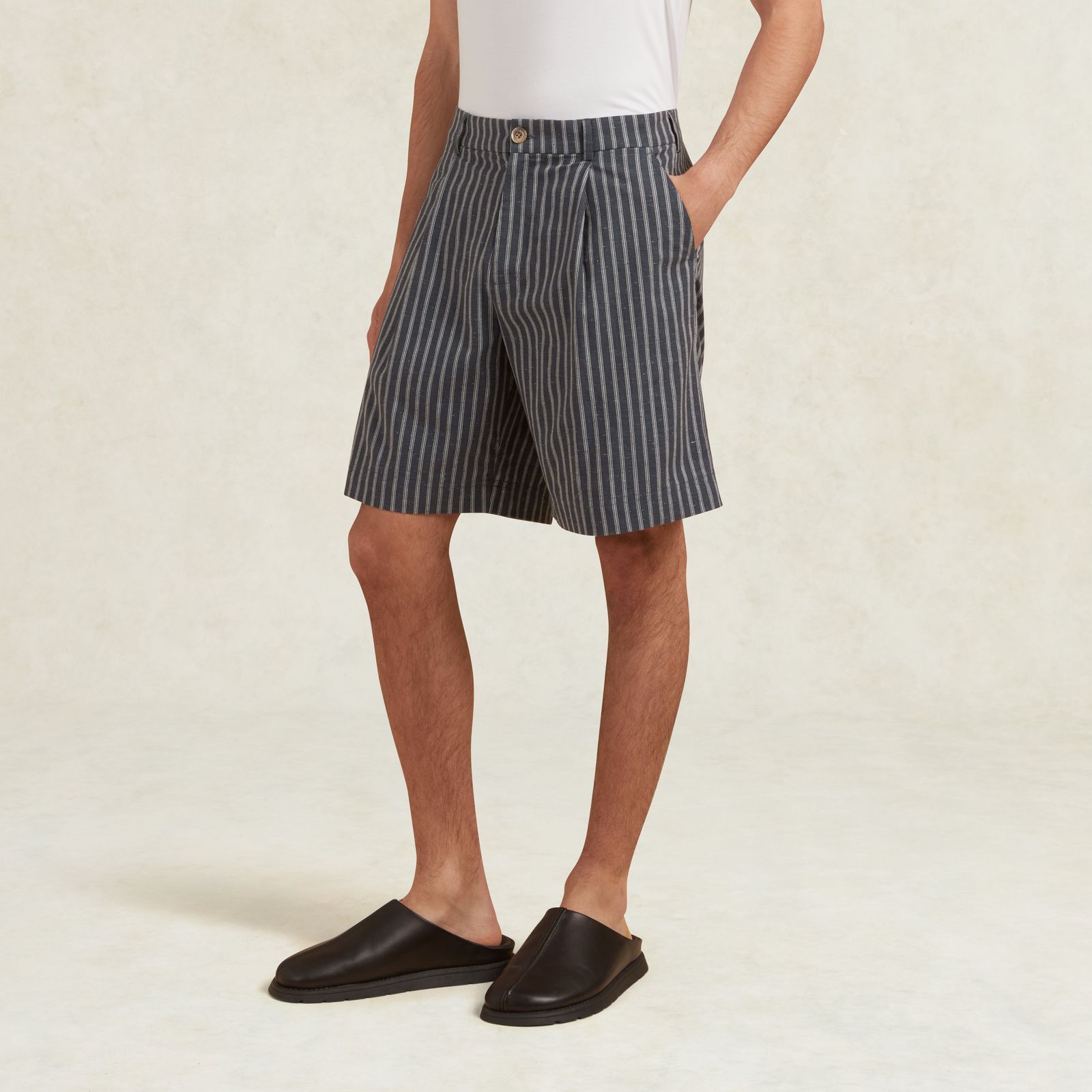 LINEAL COTTON BERMUDA SHORT - NAVY