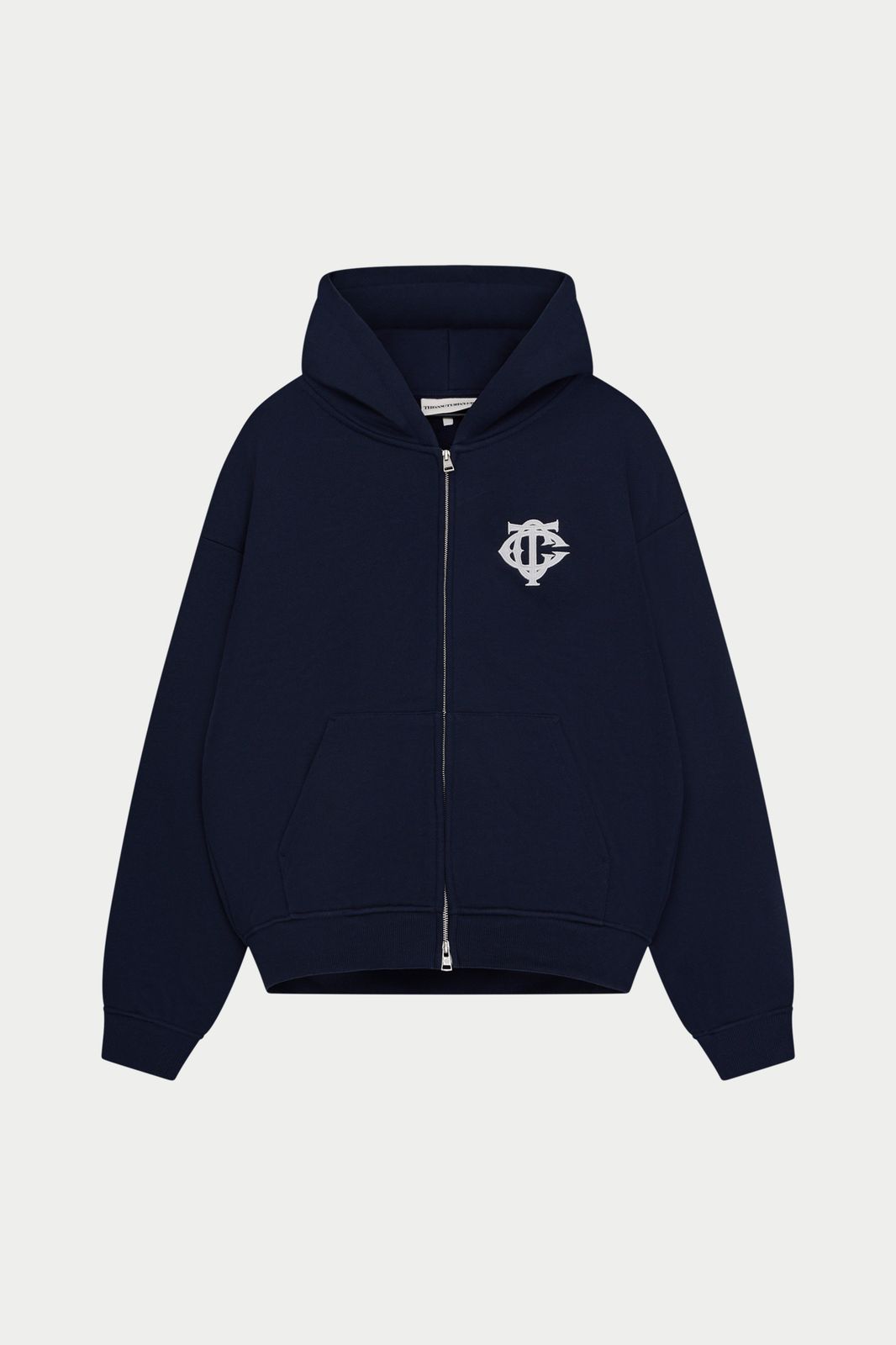 HEAVYWEIGHT MONOGRAM APPLIQUE EMBLEM ZIP THROUGH - NAVY