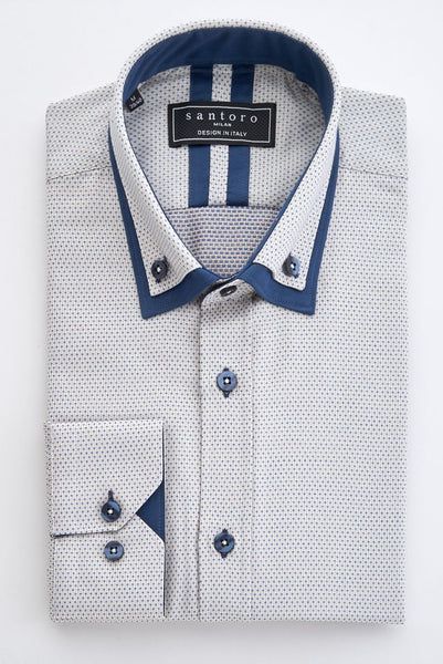 Blue Contrast Trim Shirt