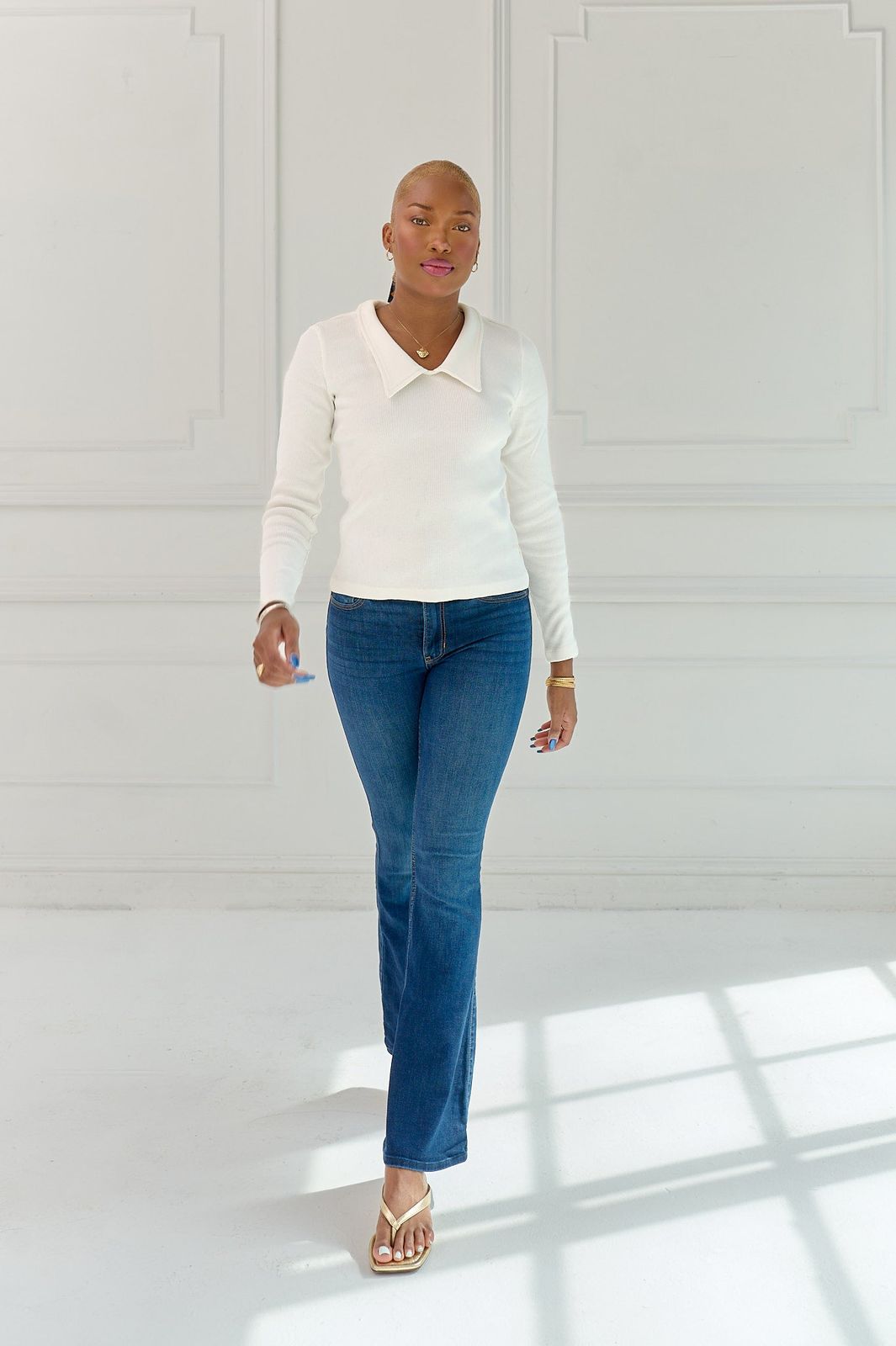 The Kōr Ribbed Knit Organic Cotton Chelsea Top in White