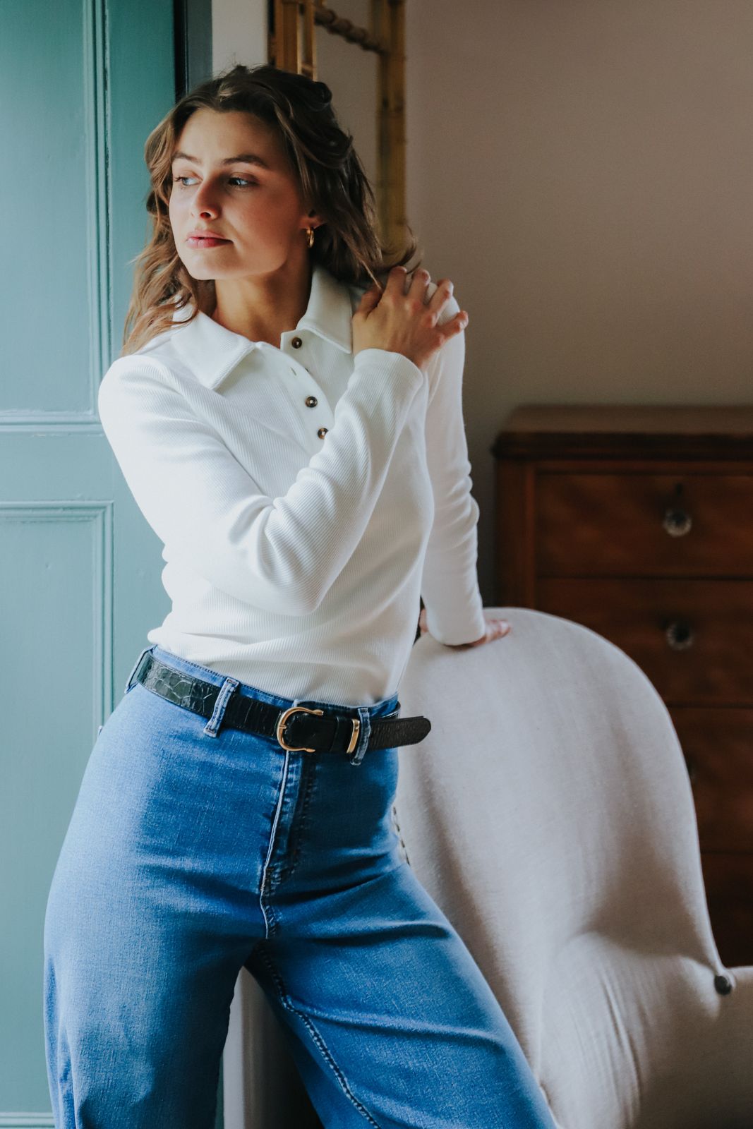 The Kōr Ribbed Knit Organic Cotton Chelsea Top in White