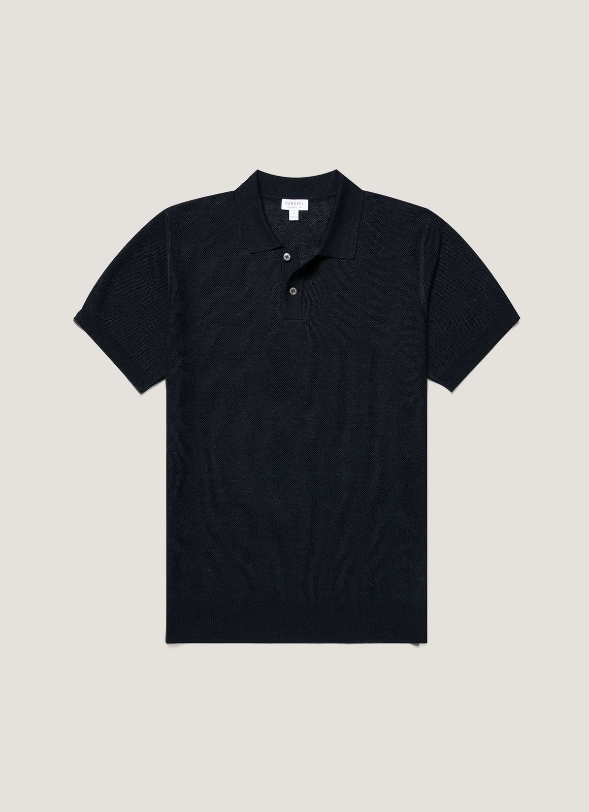 Men's Silk Linen Honeycomb Polo in Light Navy
