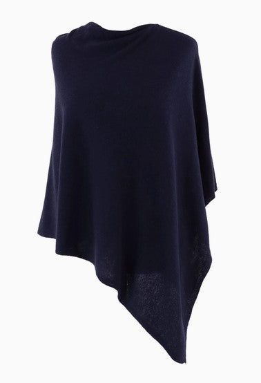 Mid Blue Cashmere And Wool Poncho
