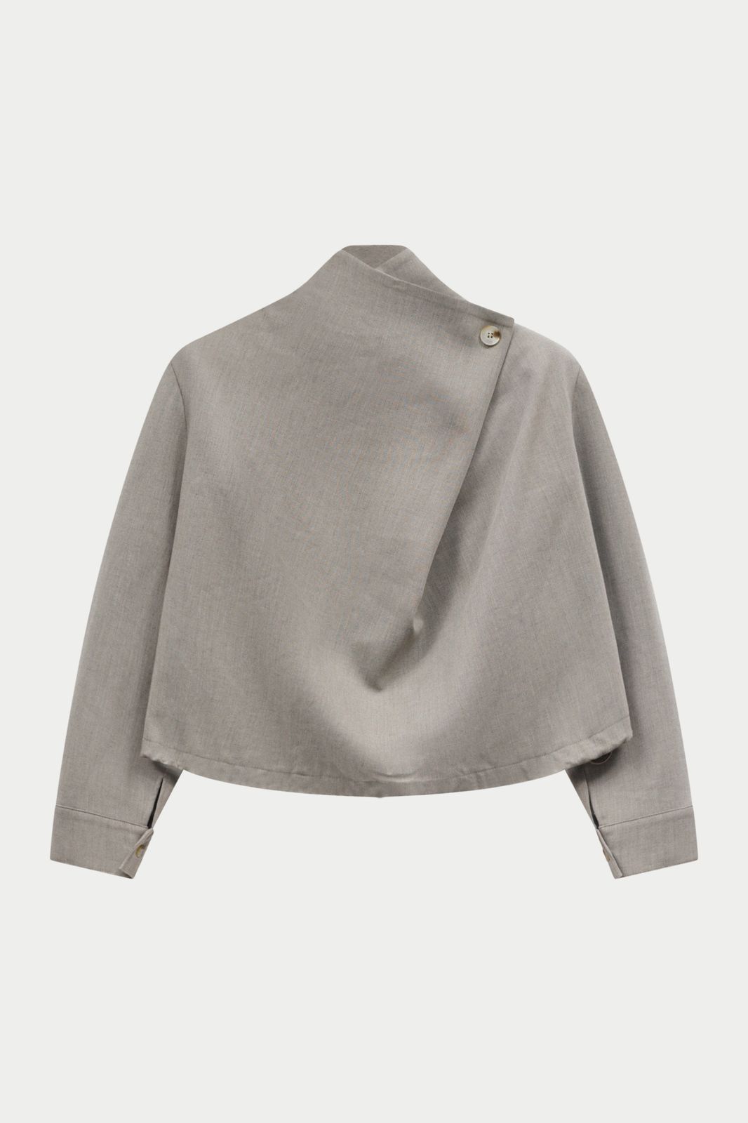 WRAP FUNNEL NECK TOP - GREY