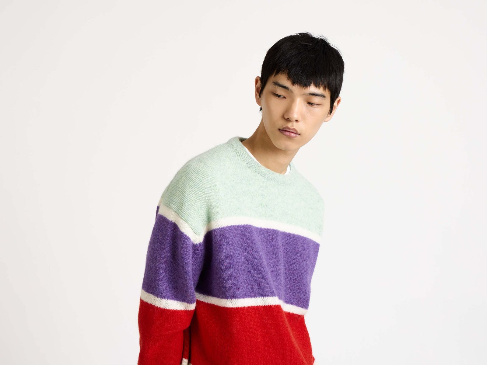 CL_STRIPE CREW NECK JUMPER - BEIGE MELANGE_KW1420YN0449