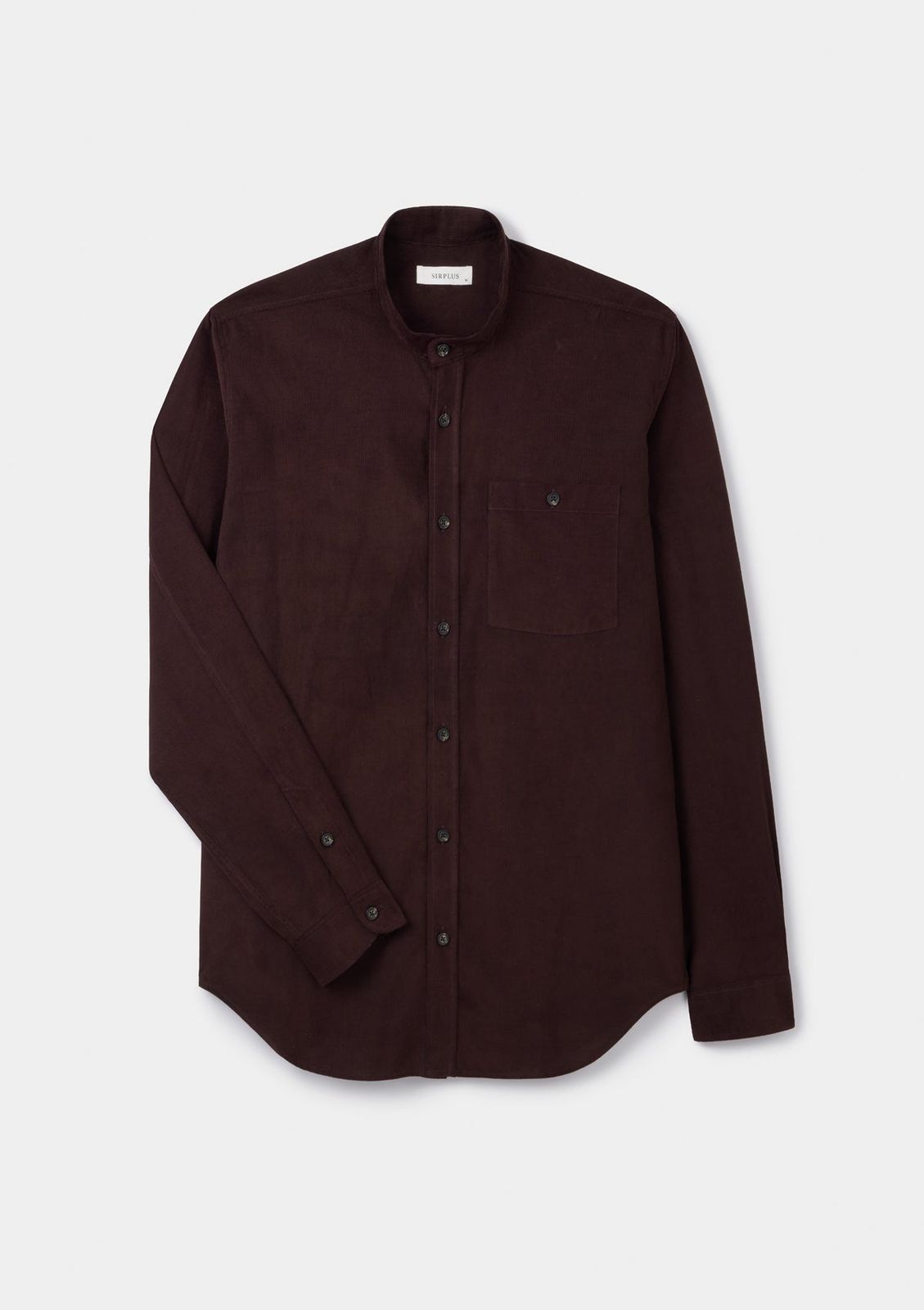 Mahogany Needlecord Grandad Shirt