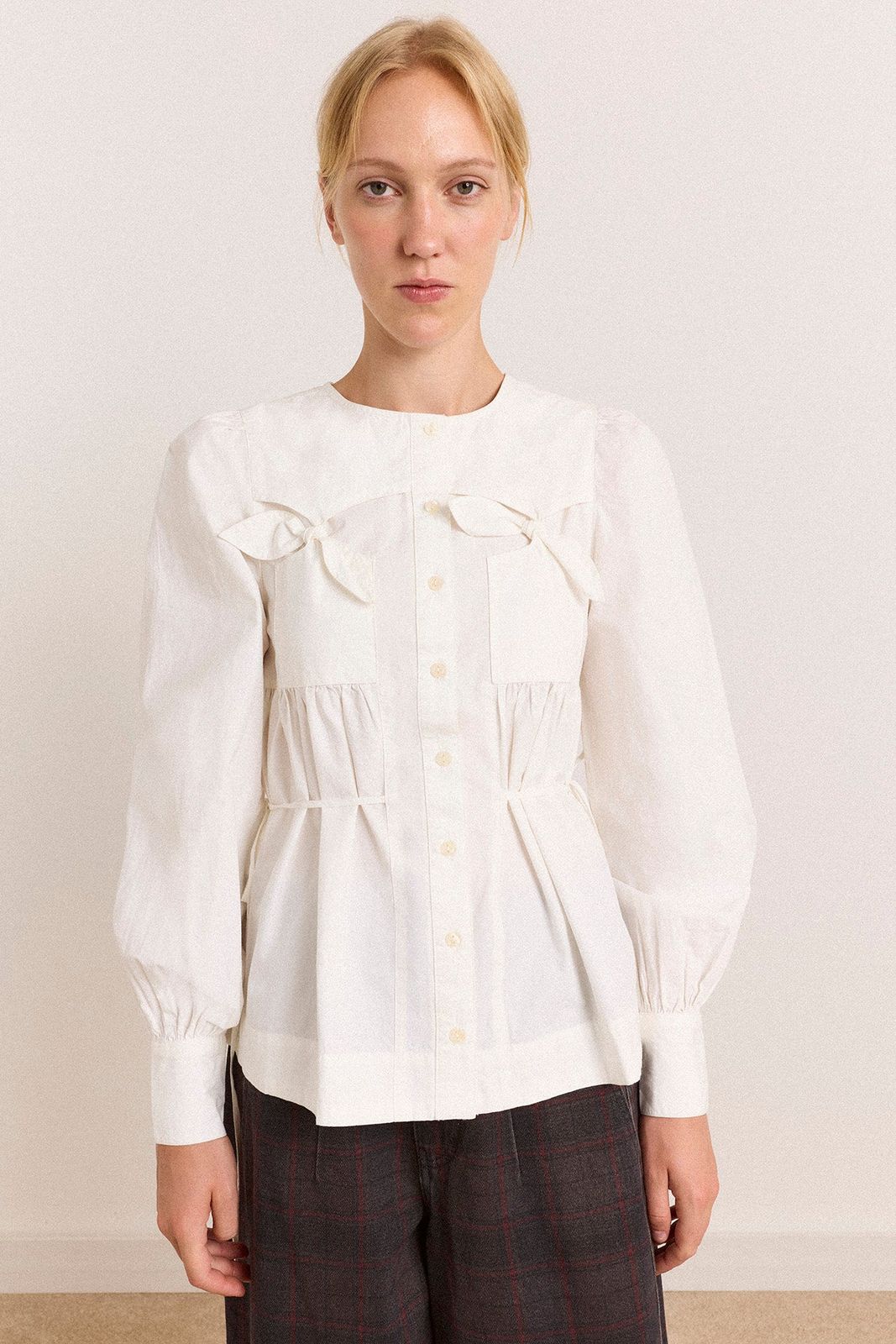 Lettie Bow Detail Blouse - White