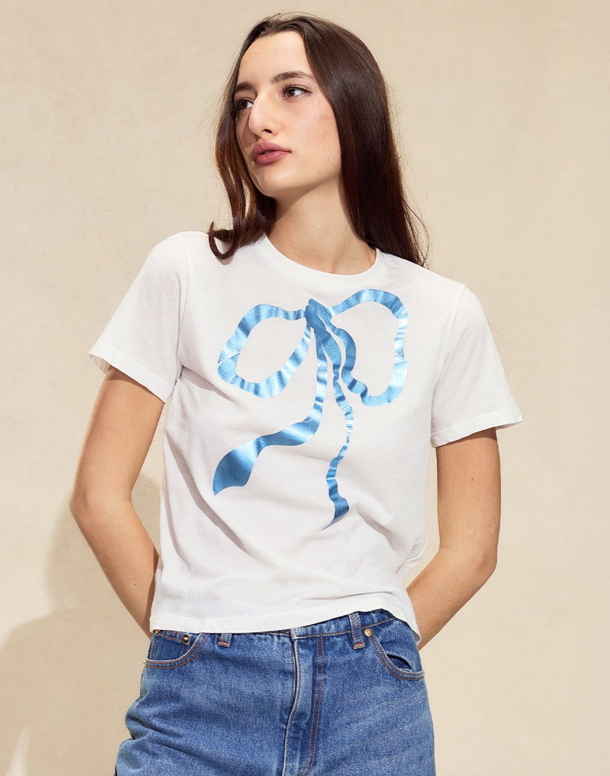 Metallic Bow Tee