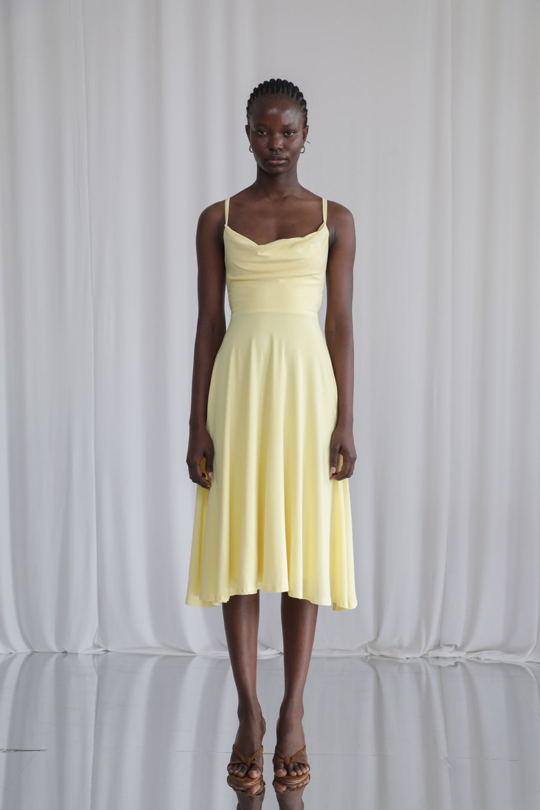 Lulah Soft Cowl Neck Midi Dress