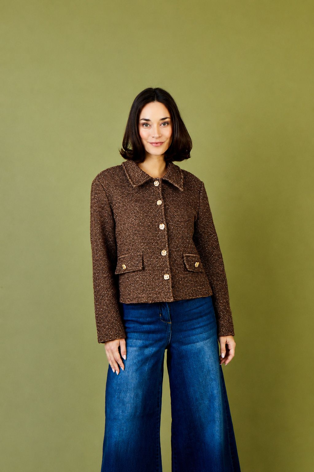 Gali Short Jacket With Lurex Detail and Buttons