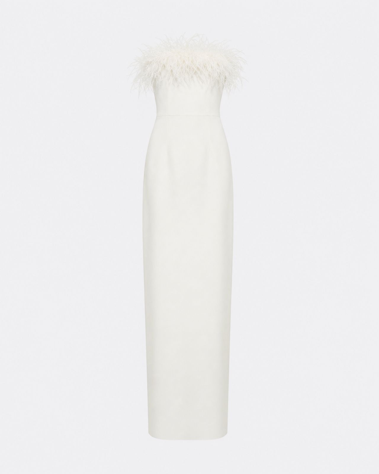 Azrael Long Dress In Ivory With Feathers