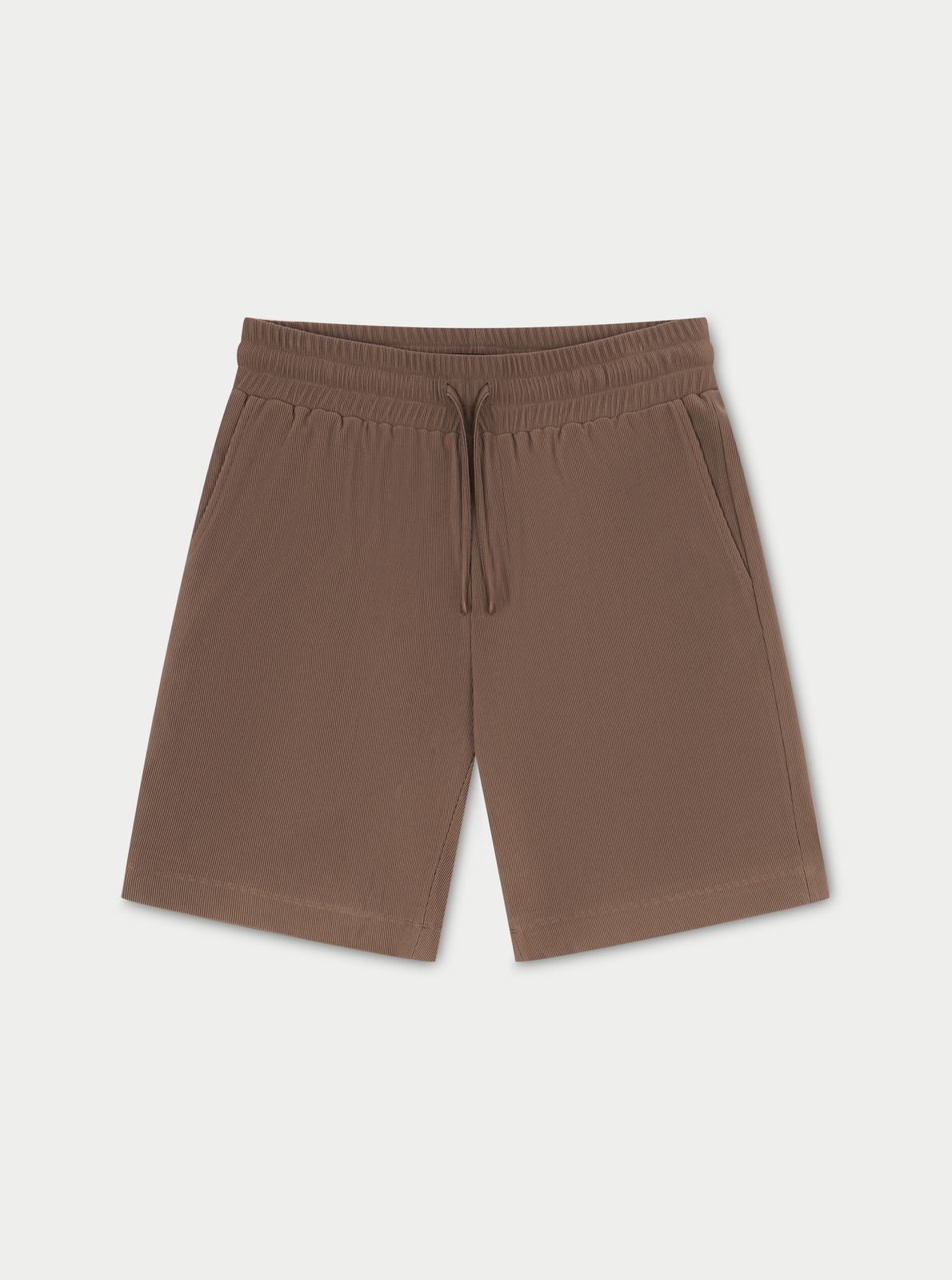 RIB TEXTURED SHORTS - BROWN