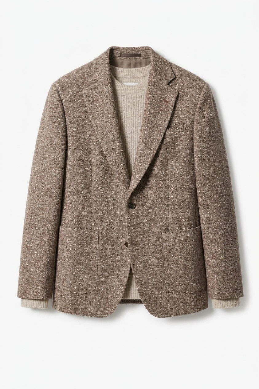 Wool Silk Jersey Blazer - Clay Beige